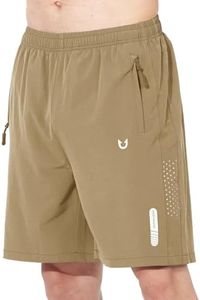 NORTHYARD Men's Athletic Running Shorts Quick Dry Workout Shorts 7"/ 5"/ 9" Lightweight Sports Gym Basketball Shorts Hiking Exercise KHAKI 3XL