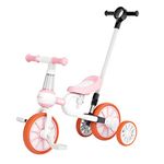 XJD 3 in 1 Baby Balance Bike for 2 to 4 Years Old Boy Girl Tricycle for Kids Toddler First Bike Child Trike Infant 4 Wheel Balance Bicycle with Adjustable Seat Detachable Pedal Training Wheel (PinkHandle)