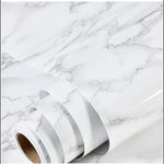 JB'S LAND 2024 New Vinyl Marble Wallpaper Peel and Stick Waterproof Wallpaper for Home Kitchen Countertop Cabinet Furniture Oil Proof Kitchen Stickers (60X200) (2024 White Marble)