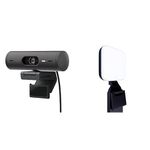 Logitech Brio 501 Full HD Webcam Black with Logitech for Creators Litra Glow Premium LED Streaming Light