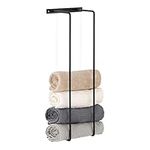 Navaris Black Towel Rail - 42x14x11cm Wall Mounted 2-Rail Towel Rack - Double Rail Towel Drying Rack - Metal Holder for Towels in Bathroom or Kitchen