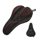 FUCNEN Bike Seat Cushion Gel Bike Seat Cover Padded Bicycle Gel Saddle Cover for Bikes Narrow Size Gel Seat Cover for Mountain/Road/Exercise Bike-Women & Men Soft Comfortable Cycling-Red