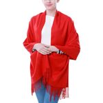 Red Pashmina Shawl For Women-Winter Soft Pashmina Cashmere Feel Shawls And Scarves For Formal Evening Dresses (CA-New Red）