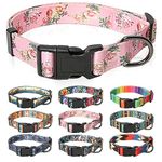 HEELE Dog Collar Puppy Collar Multi-Colour Patterned Soft Comfy Dog Pet Collars Easy Adjustable Collar for Puppy Small Dogs Indoor Outdoor Activities, Pink, XS