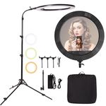 GSKAIWEN 25inch Ring Light with Retractable Light Stand Soft tube and Phone Holder, 80W 3000K-6600K, Dimmable Bi-Color LED Light for Makeup,Selfie,Vlog,YouTube Video,Tattoo,Beauty,Eyelash Extension