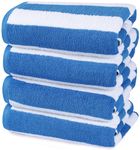 Utopia Towels 4 Pack Cabana Stripe Beach Towels (30x60 inches) - 100% Ring Spun Cotton Large Pool Towels, Soft and Quick Dry Swim Towels (Blue)