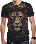 Srcnhim Mens Animal Lion 3D Print T