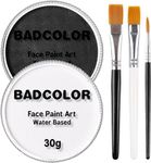 Black & Clown White Face Body Paint with 3Pcs Painting Brushes Set, Water Based SFX Makeup Palette for Kids & Adults, Non-Toxic Facepaint for Halloween, Cosplay, Costume & Theater