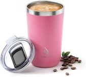 Ideus 20 oz Tumbler, Travel Coffee Mug with Splash Proof Sliding Lid, Double Wall Stainless Steel Vacuum Insulated Coffee Mug for Home and Office, Keep Beverages Hot or Cold, Pink