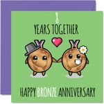 Cute Bronze Anniversary Card for Boyfriend Girlfriend - 8 Years Together - Happy 8th Wedding Anniversary Cards for Women Men, 145mm x 145mm Greeting Cards for Eighth Anniversaries