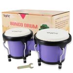 VANPHY Bongo Drum 4'' and 5'' Set for Kids Adults Beginners Percussion Bongos Drum With Tuning Wrench (Deep Purple)