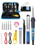 Trongle 17-in-1 Soldering Iron Kit, 60W Adjustable Temperature 220-480°C, Easy-to-Use ON/Off Switch, 5 Soldering Tips, Solder Wire, Desoldering Pump, Wrench, Wire Stripper Cutter, Stand, Tool Case