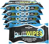 Buttwipes Flushable Wipes (6 Pack, 270 wipes) - Wipes Flushable Pack for Adults - Water-Based Butt Wipes with Aloe and Vitamin E - Made Without Alcohol or Added Fragrance