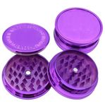 Plastic Herb Grinder 3 Part Magnetic Shark Teeth Assorted Colours, 60mm 3 Piece Herb Grinders, Portable and Pocket Size, Smell Proof Airtight Stash Compartment (Chrome-P)