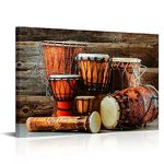 Kalormore Traditional African Wall Art Vintage Drum Music Painting Pictures Ethnic Ancient Prints Artwork Framed for Living Room