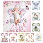 SearchI Personalised Soft Baby Blanket Boys Girls,Cute Elephant Custom Fluffy Warm Throw Blanket with Name Gift for Newborn Toddlers Adults Birthday Christmas Shower Gift(Elephant Pink,70x100cm)