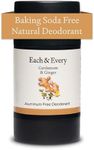 Each & Every All Natural Deodorant for Women & Men - Sensitive Skin, Plant-Based, Baking Soda & Aluminum-Free Deodorant - Clean Long Lasting 24 Hr Odor Control - Cardamom & Ginger Travel Size, 2.5oz