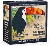 Light Mountain Henna Hair Color & Conditioner - Black Hair Dye for Men/Women, Organic Henna Leaf Powder and Botanicals, Chemical-Free, Semi-Permanent Hair Color, 4 Oz