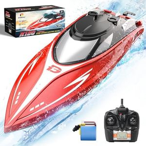 DEERC H120 RC Boat Remote Control Boats for Pools and Lakes,20+ mph 2.4 GHz Fast Racing Boats for Kids and Adults with 2 Rechargeable Battery,Low Battery Alarm,Capsize Recovery,Gifts for Boys Girls