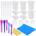 ELEPHANTBOAT® Silicone Mould Resin Measuring Cups Kit with Mixing Bowl,Stir Sticks,Spoons,Droppers,Finger Cots,Coloring Cups for DIY Resin Craft Jewelry Making 36 pcs