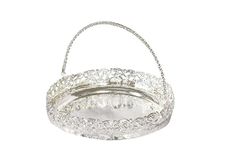 VELPACK Silver Coated Round Basket Small | Round Traditional Pooja Basket | Diwali Gifting | Wedding Luxury Gifting | Dry Fruits/Sweets/Chocolates Gifting