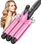 Hair Curler, 25mm 3 Barrel Hair Waver Curling Wand with 2 Temperature Control 60s Quick Heating for Long/Short Hair Styling, Big Wave Electric Hair Crimpers Tongs Best Gift for Women