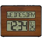 La Crosse Technology 513-1419-WA-INT Atomic Large Full Digital Calendar Clock, Walnut, 9.84" L x 1.14" W x 7.48" H