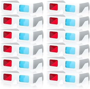 BEZANU 3D Cardboard Glasses, 20 PCS 3D Glasses Red and Cyan White Frame Anaglyph Cardboard for TV Movie Game