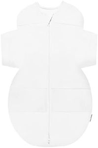 Happiest Baby SNOO Sleep Sack - 100% Organic Cotton Baby Swaddle Blanket - Doctor Designed Promotes Healthy Hip Development (White, Small)