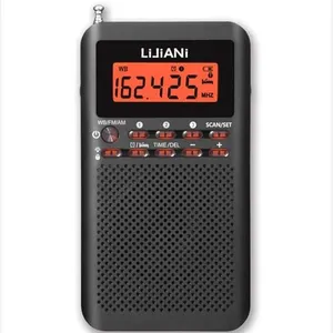 NOAA Weather AM FM Radio Portable Battery Operated by 2 AA Batteries with Stereo Earphone, LCD Display Digital Alarm Clock Sleep Timer,Best Reception,Built in Speaker Best Sound Quality(Black)