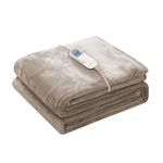 Wapaneus Heated Blanket Electric Blanket with 10 Heating Levels 12 Hours time Settings and Auto Shut Off, Flannel Fast-Heating Electric Blanket，72" x 84" Full Size,Mushroom