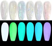 Oumisaya Glow in the dark Opal Gel Nail Polish 6 Colors Set Color Changing Semi Clear Top Coat Gel Polish (GP015)