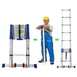 Extra Tall Aluminum Extension Ladder 28 Ft / 8m, Heavy Duty Tallest Telescoping Ladder for Outdoor Work, Portable Ladders Extendable (Color : Blue)