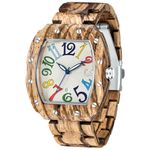 Tiong Brand Wooden Watches Mens with Handmade Colorful Bamboo Wood Watch Analog Date Quartz Wooden Watch for Men, WD0621-square, Retro