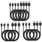 Smays USB C Cable Bulk 10-Pack 3ft, Type C Phone Charger Lot Black