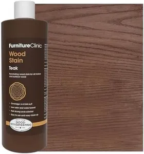 Furniture Clinic Wood Stain | Multiple Finishes | Fast Drying | Indoor and Outdoor Furniture and More | Water Based, Low Odor, Non-Toxic | Polyurethane| Teak (17oz / 500ml)