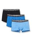 Calvin Klein Men’s 3-Pack of Boxers Trunks 3 PK with Stretch, Black/Delft/Silver Lake Blue, S [Amazon Exclusive]