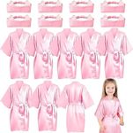 8 Pcs Kids Squad Girl Robes Spa Party Supplies Flower Girl Robes Slumber Birthday Party Bathrobes with Headband for Girls (Tag Size 8)