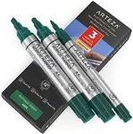 Arteza Acrylic Paint Markers, Pack of 3, A605 Phthalo Green, 1 Thin and 2 Thick (Chisel + Bullet Nib) Acrylic Paint Pens, for Metal, Canvas, Rock, Ceramic Surfaces, Glass, Wood, and Fabric