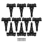 HOME MASTER HARDWARE 4 in Decorative T Strap Hinge Shed Storage Gate Strap Hinge Barns Door Tee Hinges with Screws Black 10 Pack