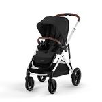 Cybex Gazelle S 2 Stroller – Modular Double Stroller for Infant and Toddler, Includes Detachable Shopping Basket, Over 20+ Configurations, Folds Flat for Easy Storage – Silver Frame with Moon Black Seat