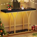 YITAHOME Gold Console Table with LED Lights, Entryway Table, Modern Narrow Sofa Side Foyer Accent Table with Faux Marble Top Luxury for Entry Way, Hallway, Living Room, Faux Marble Black