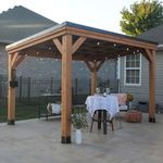 Backyard Discovery Arcadia 12 x 9.5 All Cedar Wooden Gazebo Pavilion with Hard Top Steel Slope Roof, Durable, Supports Snow Loads and Wind Speed, Rot Resistant, Backyard, Deck, Garden, Patio