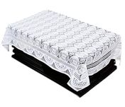 Kuber Industries Circle Design Cotton 4 Seater Center Table Cover - White-CTKTC028762