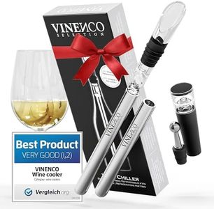 Wine Chiller Set & Chill Rods + Foil Cutter, Stopper, Ebook - Premium 3in1 Stainless Steel Bottle Cooler Stick, Decanting Aerator & Drip-Free Pourer | Bar Gift Men Women – Set with 2 Chill Rods