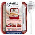 Fancy Panz Premium Dress Up & Protect Your Foil Pan, Made in USA. Hot/Cold Gel Pack, One Half Sized Foil Pan & Serving Spoon Included. Stackable for Easy Travel. BPA Free (Red)