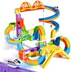 Wdebay klick Rail Electric Train Set 3D Magic Flexible Race Track for Kids 3 4 5 6 7 8 Years Old, 88 pcs Race Car Track Block with Anti-Gravity (Ultimate Set)