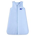 DaysU Micro Fleece Baby Sleep Sack, Baby Sleeping Bag Sleeveless with Two-Way Zipper, Wearable Blanket 1.0 TOG for Baby 12-18 Months, 1 Pack, Light Blue Whale