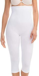 Farmacell Capri Leggings for Women, Shapewear Tummy Control, Anti Cellulite Massage, Slimming underwear, Made in Italy, 323 (White, 4XL/5XL)