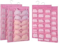 VYNTRIX Double Sided 30 Pockets Clear Hanging Bag Socks Bra Underwear Rack Hanger Storage Organizer Wall Hanging Closet Shelves Storage Pockets Non Woven Matrial,Colour-Pink (Pack of 2)